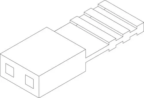 BOSCH Jumper mit einer flachen, rechteckigen Verbindung und mehreren Kontakten auf einer Seite, verwendet in elektrischen Schaltungen und Verbindungselementen.